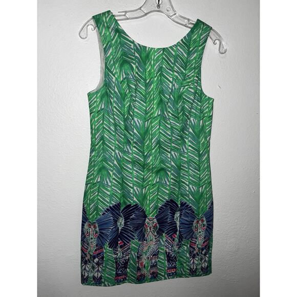 Lilly Pulitzer Mila Shift Dress New 2 Toucan Green Elephants Costa Verde - Picture 4 of 14